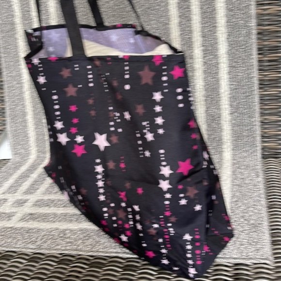 Kate Spade Black Multi Color with Light and Dark Pink Stars Canvas Tote XL - Picture 5 of 16